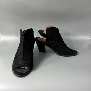 Frye Black Suede Leather Courtney Peep-toe Slingback Mule, 39